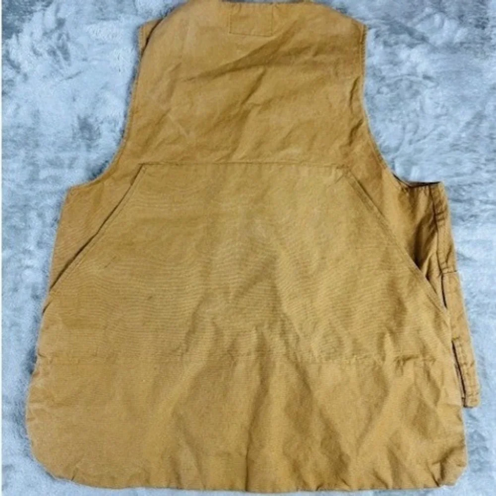 Sears‎ Hunting Vest Mens M Tan Duck Canvas Field Zip Up Game Bag Shell Loops